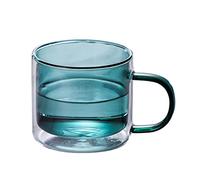 EESLL Lot de 2 tasses à café en verre transparent à double paroi avec poignée, tasses à café colorées, tasses à café en verre transparent, 250 ml