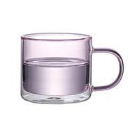 EESLL Lot de 2 tasses à café en verre transparent à double paroi avec poignée, tasses à café colorées, tasses à café en verre transparent, 250 ml