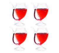 EESLL Lot de 4 verres à vin créatifs en verre de vampire avec paille, verre à jus en verre transparent (300 ml)