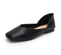 Eestfy Ballerines Chic Bout Carré Femme Slip on Style D'Orsay Talon Bas Chaussures Habillées pour Soirée Cocktail Rendez-Vous,Noir,38 EU