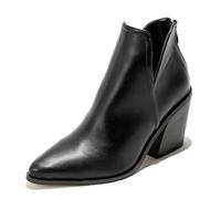 Eestfy Bottes Chelsea Femme Marche Bottes Cheville Imperméable Élastique Talon Épais Arrière Fermeture Éclair Semelle à Crampons Slip on Chaussures Hiver pour Travail Bureau,Noir,42 EU