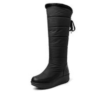 Eestfy Bottes Femme Hiver Imperméables Hautes Neige Matelassées Plateforme Isolées Chaudes Antidérapantes pour Randonnée Ville Voyage,Noir,44 EU