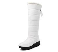Eestfy Bottes Femme Hiver Imperméables Hautes Neige Matelassées Plateforme Isolées Chaudes Antidérapantes pour Randonnée Ville Voyage,Blanc,38 EU