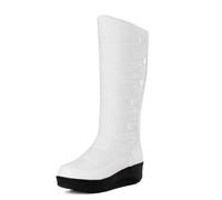 Eestfy Bottes Femme Hiver Imperméables Hautes Plateforme Doublure Chaude Antidérapantes pour Neige Froid Marche Voyage Boutons,Blanc,35 EU