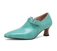 Eestfy Bottes Vintage À Cheville pour Femmes À Bout Pointu Talon en Forme De Gobelet Talon Haut Chaussures Habillées pour LAutomne Et Le Printemps Cocktail Faux Daim Cuir Bottines,Bleu,47 EU