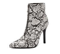 Eestfy Bottines À Talon Aiguille Bout Pointu avec Bride Fermeture Éclair Bottines pour Bureau Travail Soirées Semelle Antidérapante,Snake Print,47 EU