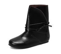 Eestfy Bottines de Cheville Mi-Mollet à Talon Plat Femme Lacets Détail à Nœud Bout Rond Bottines Décontractées Chaussures Style Ville Tenues de Voyage et Tenue de Rue Douces,Noir,35 EU