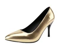 Eestfy Chaussures de Mariée Métalliques Bout Pointu Talon Aiguille Élégants Escarpins du Soir Talons de Fête d'Invitée de Mariage Chaussures Habillées Formelles pour Cérémonie,d'or,35 EU