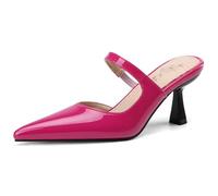 Eestfy Chaussures de Mariée Slingback Bout Pointu Talon Kinet Femme Talons de Mariage Escarpins du Soir Cuir Verni Brillant Style Slip on Réception Cérémonie et Événement Formel,Fuchsia,46 EU