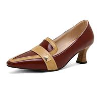 Eestfy Escarpins à Petit Talon en Cuir PU à Motif Crocodile pour Femme à Bout Pointu à Enfiler élégants et Confortables pour Travail fête et Mariage,Burgundy,40 EU