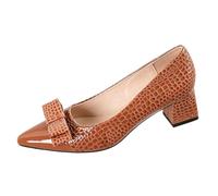 Eestfy Escarpins De Bureau Femme Chaussures Confortables À Talon Bloc Bout Pointu Accent Nœud Chaussures Business Casual Escarpins Habillés À Enfiler pour Entretiens Et Style,Caramel,42 EU