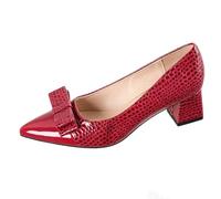Eestfy Escarpins De Bureau Femme Chaussures Confortables À Talon Bloc Bout Pointu Accent Nœud Chaussures Business Casual Escarpins Habillés À Enfiler pour Entretiens Et Style,Burgundy,44 EU