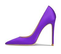 Eestfy Escarpins Élégants Femme Satin Bout Pointu Talon Aiguille Classiques à Enfiler Talons Hauts Escarpins de Cour de Ville pour Mariage et Fête Formelle,Violet,41 EU