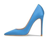 Eestfy Escarpins Élégants Femme Satin Bout Pointu Talon Aiguille Classiques à Enfiler Talons Hauts Escarpins de Cour de Ville pour Mariage et Fête Formelle,Sky Blue,40 EU