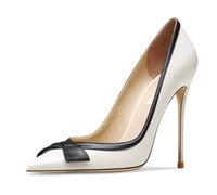 Eestfy Escarpins Femme Suède Bout Pointu Talons Aiguilles à Enfiler Élégants Escarpins de Ville Design Patchwork Talons Hauts Escarpins de Cour pour Mariage et Événements,12cm Matte,43 EU