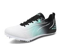 Eestfy Hommes & Femmes Pointes d'athlétisme à Maintien Stable, Chaussures légères pour Sprint, Demi-Fond et épreuves de Saut,Whitegreenblack,44 EU