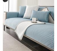 Eestfy Housse de canapé en Tricot rafraîchissant - Matériau Confortable en Soie glacée - Conception Respirante et antidérapante - Parfait pour Les Chaudes journées d'été,Bleu,90×120cm