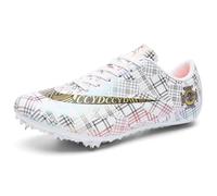 Eestfy Pointes pour Hommes et Femmes avec Semelle Caoutchouc résistante à l'usure, Empeigne Respirante, adaptées au Sprint, Demi-Fond, Fond et Saut,Blanc,38 EU