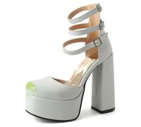 Eestfy Sandales À Plateforme Talon Bloc Tendance Multi Brides Bout Ouvert Chaussures Habillées Talons Hauts Escarpins pour Vacances Et Fête De Festival Design Semelle Surélevée,Bleu,39 EU
