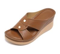 Eestfy Sandales Compensées Femme À Enfiler Bout Ouvert Mule Plateforme Bride Croisée Détail Clous Confort À Enfiler Décontracté Extérieur