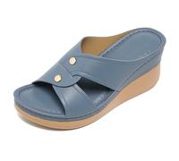 Eestfy Sandales Compensées Femme À Enfiler Bout Ouvert Mule Plateforme Bride Croisée Détail Clous Confort À Enfiler Décontracté Extérieur,Bleu,40 EU