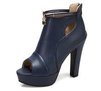 Eestfy Talons Bottine De Cheville Plateforme Bout Échancré Talon Bloc Épais Style Sandale Inspiré Escarpin Chaussures Habillées pour Soirée De Fête Et Été,Bleu,50 EU