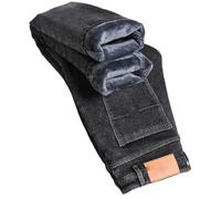 Eesuei Jeans d'hiver pour homme bleu gris chauds en molleton épais coupe slim droite et souple pour les affaires et les loisirs, Gris fumé, 50