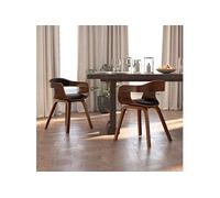 Eetkamerstoelen 2 st gebogen hout en kunstleer zwart3092377