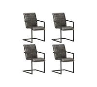 vidaXL Eetkamerstoelen 4 st echt leer grijs3059807 Gris G