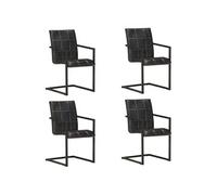Eetkamerstoelen 4 st echt leer zwart3065691