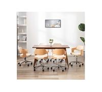 Eetkamerstoelen draaibaar 4 st gebogen hout en kunstleer crÃme3054933