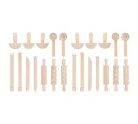 Eeuye 24 PièCes D'Outils d'argile et de Pâte Accessoires de Comprend des Rouleaux de Marteau Emballage de FêTe Outils de Poterie en Bois Timbres pour l'art de L'Argile