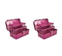 Eeuye 2X Boîte de Rangement pour Outils D'Artisanat et de Paillettes Rose, Boîte de Transport Empilable à 3 Couches, Boîte de Couture, Organisateur pour L'Art