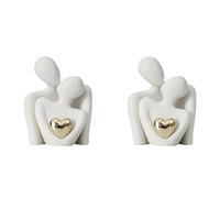 Eeuye 2X Mini Couple Statue Meuble TV Décor Sculpture Abstraite Bibelots Décor à Couples Amour Bureau Montrer Pièces Blanc A