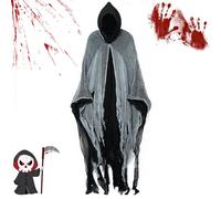 Eevhrqw Halloween Ghost Costume,Mens Ghost Costume Adult,Halloween Costume Cape,Horror Halloween Cape,Scary Activities Cosplay Costume Props,Halloween Ghost Cape for Men and Women