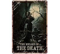 Eeypy Décoration murale en métal avec motif tête de mort « The Melody of The Death » - Décoration murale amusante en aluminium pour homme - 30,5 x 20,3 cm