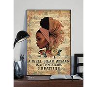 Eeypy Love Books Poster vintage Black Girl « A Well Read Woman Is A Dangerous Creature » Affiche vintage en métal 20,3 x 30,5 cm