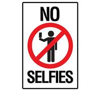 Eeypy Panneau d'avertissement « No Selfies Self Portraits Photo Camera Phone Social Networking Whit » en étain pour garage 20,3 x 30,5 cm