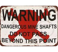 Eeypy Plaque en métal avec inscription « Warning Dangerous Mine Shafts » - Look vintage - 20,3 x 30,5 cm