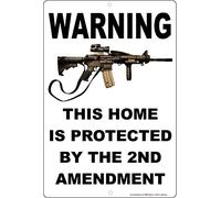 Eeypy Plaque en métal en aluminium avec inscription « Warning This Home is Protected by The 2nd Amendment » - 20,3 x 30,5 cm