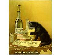 Eeypy Plaque murale en métal vintage avec inscription « Absinthe » - Motif chat noir - Décoration murale pour garage, homme, cave, café, bar, pub, club, décoration d'intérieur, 20,3 x 30,5 cm