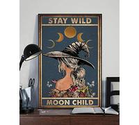Eeypy Poster en métal avec inscription « Stay Wild Moon Child Witch » - Décoration murale - 20,3 x 30,5 cm