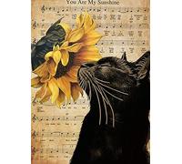 Eeypy Poster « You are My Sunshine » en forme de tournesol pour amoureux des chats - Plaque en métal de style rétro vintage