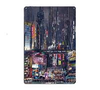 Eeypy Sci-fi City Street Night Plaque en métal Art Cinéma Cuisine Décoration Peinture Décor Affiche