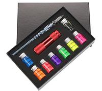 EEYZD Ensemble de stylos de Calligraphie, Encre pour vitrail, Ensemble d'encre pour Stylo Plume avec Encre d'art Fluorescente et Invisible, Lampe UV, Cadeau de Peinture,Bleu