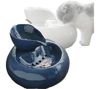 EEYZD Fontaine à Boire pour Chat, Bol d'eau à recirculation en céramique pour Chats avec Pompe silencieuse intégrée, Fontaine à Boire pour Chat Cascade avec Trois retours,Bleu