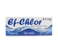 Ef-Chlor Pastilles de purification d'eau 8,5 mg - 100 comprimés - Traite jusqu'à 200L - Camping - Voyage, utilisation d'urgence - Purifie l'eau trouble ou claire en 30 minutes