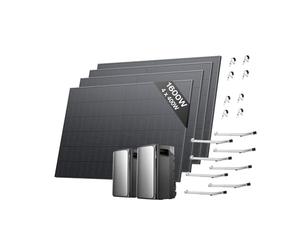 EF ECOFLOW Kit solaire Stream Ultra et AC Pro Batterie de 3,84 kWh panneaux solaires rigides 400W*4 et 4 support garde-corps, double port CA 2300 W, 6000 cycles charge, TOU, contrôle intelligent AI