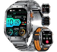 Ef17 Montre Connectée Homme Avec Appel Bluetooth, 2.13'' Amoled Display Montre Intelligente, Led Lampe/Podometre/Sommeil/100+ Sportifs/Ip68 Montre Homme Etanche Pour Android Ios, 2 Bracelets[Z1854]