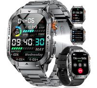 Ef17 Montre Connectée Homme Avec Led Lampe, 2.13'' Amoled Display Smartwatch, Appel Bluetooth/Podometre/Sommeil/100+ Sportifs/Ip68 Montre Homme Etanche Pour Android Ios, 2 Bracelets